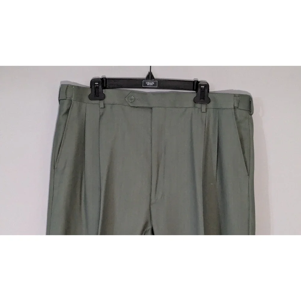 EJ Samuel 3pc Suit Sage Green Urban 4 Button Blazer Pleated Pants 44L - 38X32